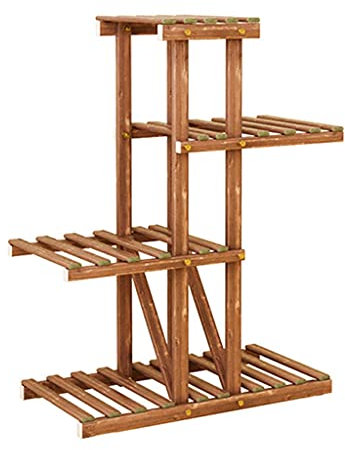 Pflanzenregale Balkon Sukkulenten Wohnzimmer Mehrschichtiger Blumenständer Holztopfständer Blumentopf-Aufbewahrungsregal Gartentopf-Blumentopfständer (Color : A, Size : 54x25x73cm)
