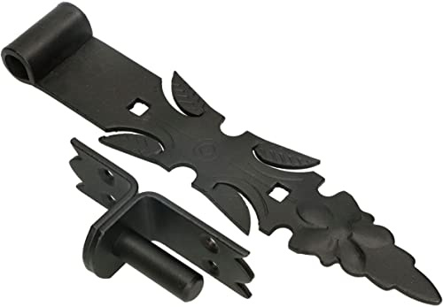 KOTARBAU® Ladenband Schmiedeeisen mit Kloben 300 mm Türband Torband Türscharnier Torscharnier Scharnier Band Baubeschlag Torbeschlag Rostfrei Fensterladenband Pulverbeschichtet