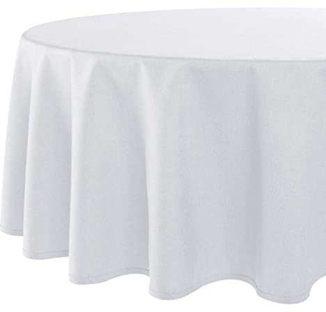 Tischdecke Wien Home - mit Fleckschutz Leinenoptik - 140 cm rund weiß
