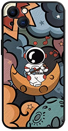 Yonds Queen für iPhone X / XS Niedliches Hülle, Cool Cartoon Astronaut Space Planet Mond Design Stilvoll Stoßstange weiches TPU rutschfeste Stoßfeste Schutzhülle (iPhone X / XS, Mond)