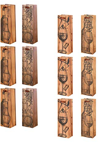 Angoily Wein Geschenktasche Papier Flaschentüte Weinflaschenbeutel 12 Stücke Weinflaschen Geschenktüten Flaschen Geschenkbeutel Wine Gift Bags für Wein Sekt Champagner Flaschenbeutel
