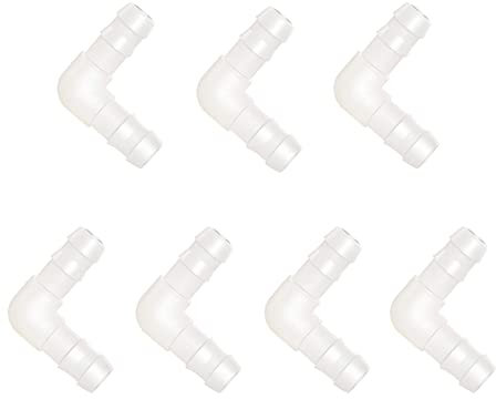 Quickun Raccordo a L per tubo flessibile da 3/16'', a 90 gradi, in plastica, a 2 vie, per giunto spinato uguali raccordatore, raccordo per tubo flessibile, Raccordi Idraulici (confezione da 7)
