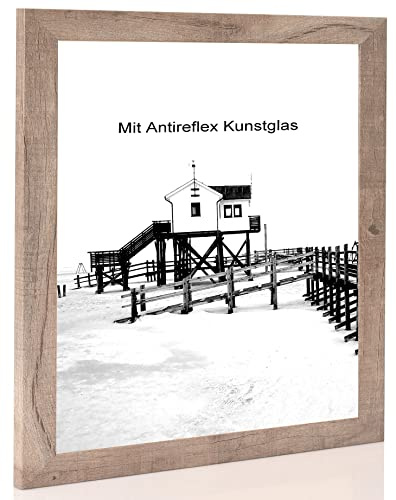 Bilderrahmen Wildeiche mit Antireflexglas - Bildgröße 75x98 cm - Leistenbreite 30mm