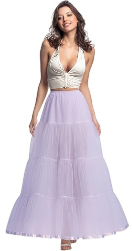 CHERRY LOVE Long Petticoat Ankle Length Underskirt for Wedding Dress Full Crinoline Slip (s, m, White)