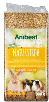 Anibest Paglia naturale, lettiera per piccoli animali, 100% naturale, per tutti i roditori e piccoli animali, conigli, criceti, porcellini d'India, ecc., assorbente, termoisolante, prodotta in