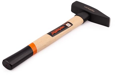 Mivos Martello da fabbro, 500 g, con manico in legno, martello meccanico con testa forgiata, peso testa 500 g, martello da officina, martello da ingegnere – DIN 1041 – HRC: 50-55