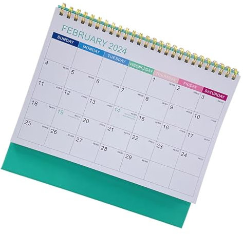 Kleiner Tischkalender 2024, Büro-Ganzjahres-Schreibtischkalender, Tischkalender, Stehkalender, Tischkalender for die Aufzeichnung von Ereignissen (Color : Green)