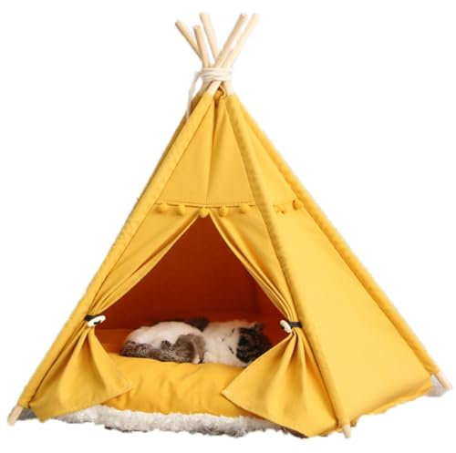 LINCYS Tipi Zelt für Haustiere, Haustierbett für Hunde und Katzen mit waschbarem Kissen, waschbares Haustier-Welpenzelt für den Innen- und Außenbereich,L