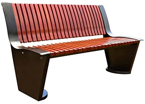 WAOCEO Metallbank Parkbank, Outdoor-Bank, Gartenbank mit Rückenlehne, Sitz aus Kampferholz, Rahmen aus verzinktem Stahl, Outdoor-Freizeitbank, 59,0 x 25,1 x 31,1 Gartenbank Sitzbank