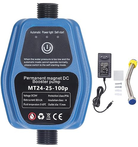 Bomba Elevadora De Presión De Agua, MT24 25 100p 24V, Potencia Del Motor 100W, Grado De Protección IP56, Caudal 25L Por Minuto, Elevación 25M, Presión De Salida 2bar (Enchufe de