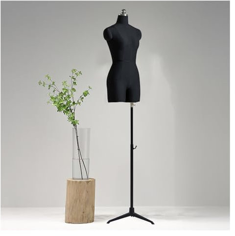 Schneiderpuppen-Kleiderform, Schaufensterpuppen-Torso zum Nähen, antistatische Baumwolle, 360° drehbar, Schaufensterpuppen-Körper, Schneiderpuppen-Torso mit verstellbarem Metall-Stativstände