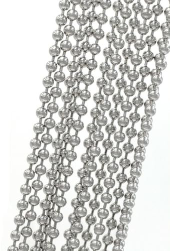 Wambere 5 m Edelstahl Kugelkett Durchmesser 1.5mm Perlen Kette mit 20 Kugelketten Verbinder,Bead Chain Kugelketten für DIY Kunsthandwerk Schmuckherstellung Halsketten Armbänder Schlüsselanhänger,