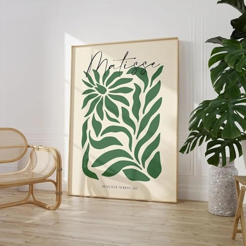 FOKTMS Affiches botaniques abstraites Henri Matisse, feuille verte, décoration murale sur toile, images imprimées, décoration de salon moderne, 40x50 cm, sans cadre