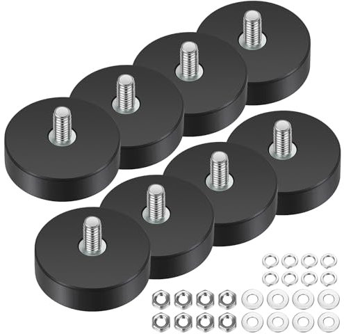 Wukong Gummierte Magnete Ø22mm, 8 Stück Stark Anti-Rutsch Mit M4 Außengewinde, Magnete mit Gewinde für Fahrzeuge, Lampen, Befestigen von Werkzeugen