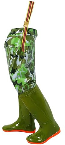KPHYMOD Watstiefel wasserdichte Wathosen Für Fliegenfischen, Grüne Camouflage-Angelstiefel Für Damen Und Herren, Leichte, Weiche Und rutschfeste Watstiefel(36 EU)