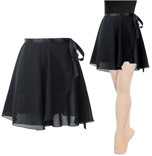 BORISCA Ballettrock Wickelrock Chiffon Tanz Rock aus Chiffon mit Verstellbare Taille Krawatte, Ballett Rock Ballettrock Ballettkleidung für Mädchen und Damen(M)