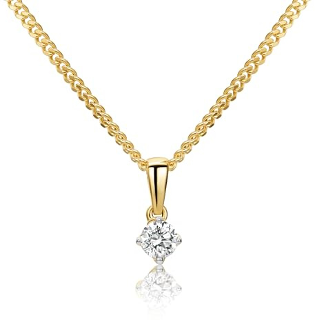 MIORE Schmuck, Kette Damen, Kettenanhänger Weißgold/Gelbgold 375 9kt mit Halskette Silber 925/ Vergoldet 18K und Diamant 0.10/0.15/0.25ct, Echt Gold Anhänger, Silberkette, Damen Schmuck Handgemacht