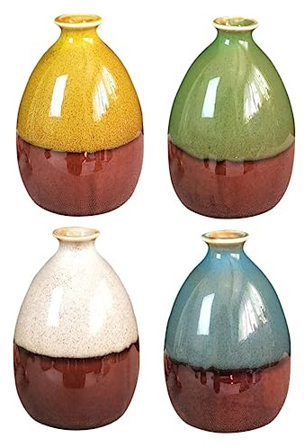 Alipis Set 4 Vasi in Ceramica Struttura Stabile e Design Semplice, Vasi Decorativi Creativi per Tavoli e Mensole Interni, Colore Assortito