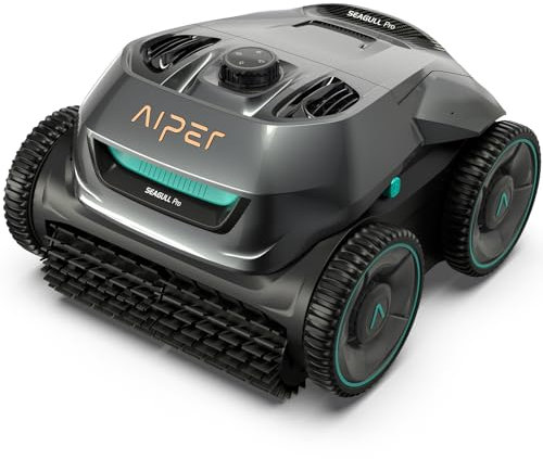 AIPER Poolroboter Akku, Quad-Motorensystem, WavePath Navigation,Wasserlinie, 3 Reinigungsmodi, 150 Min Laufzeit, Kabelloser Poolsauger Ideal für unterirdische Pools bis 150 m² (Generalüberholt)