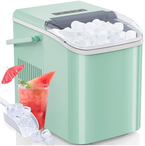 Máquina de cubitos de hielo con mango – Portátil y autolimpiable, Mini Ice Maker 11 cubitos de hielo/min fácil de extraer y usar en cualquier lugar