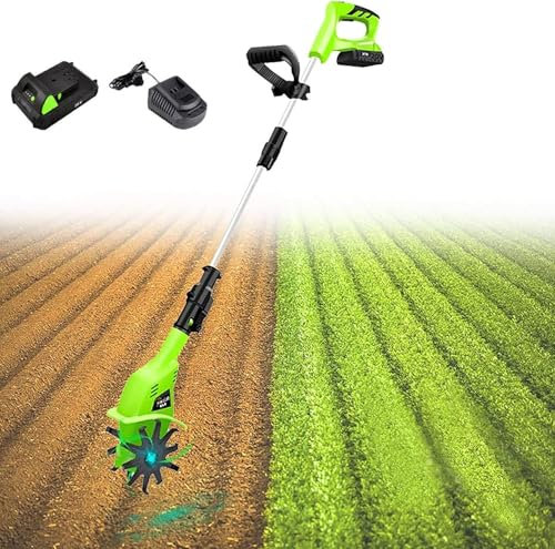 Garden Tiller, Electric Cordless Hand Tiller Cultivator With 4000mah Rechargeable Lithium Battery And Charger, Portable Soil Tiller Rotavator For Gardens