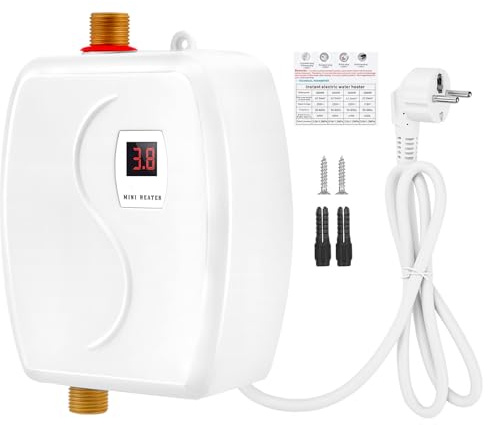 Chauffe-eau électronique instantané de cuisine 220 V 3800 W pour douche, chauffe-eau compact sous évier avec écran tactile LCD, chauffe-eau économe en énergie pour cuisine et salle de bain