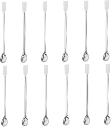 Amosfun 12 Pezzi Da Laboratorio in Acciaio Inossidabile Spatola Per Campionamento Testa Quadrata Strumenti Di Pesatura Palettine Per Miscelazione Spatole Da Laboratorio