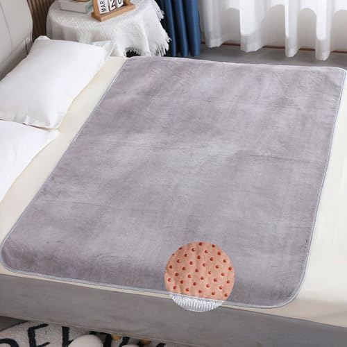 Hearda Velours Alèses de Lit Absorbantes Lavable, Grand Alèses Réutilisable pour Incontinence Adultes Enfants Protège Matelas Imperméable, Coussins de Chaise pour Incontinence (Gris Clair,100x140cm)