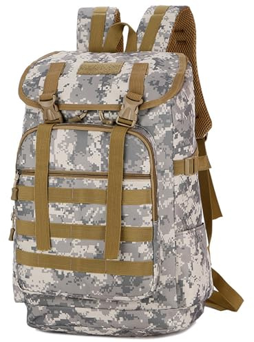 Kabxhueo Hiking Backpack Military Tactical Backpack 40L for Men Women Water Resistant Multi-Functional Trekking Rucksack Travel Laptop Backpack for School, Hiking, Trekking, Hunting, Cycling,ACU