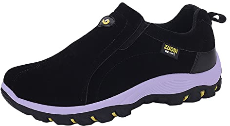 Generisch Scarpe da ginnastica da uomo, traspiranti, per il tempo libero, suola antiscivolo, per attività all'aria aperta, senza lacci, leggere, tinta unita, comode da jogging, Nero , 47 EU