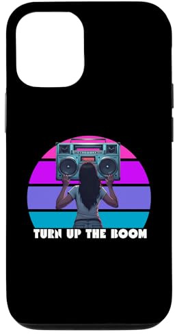 Boombox Retro 80's Boombox, Cassette de Musique rétro Turn Up The Boon Coque pour iPhone 12/12 Pro