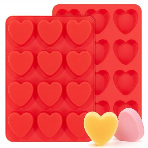 2Pcs Heart Silicone Mold- Silicone Baking Pan, Non-stick and Bpa Free for Candy Chocolate Gummies Baking Soap Mold