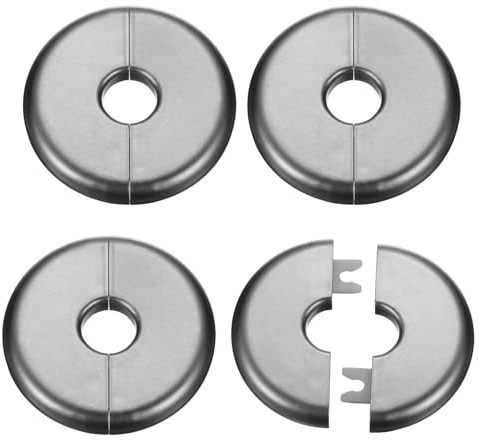 QUARKZMAN 4 Stück Wand-Split-Flansch 17mm/0.7 Selbstklebende hygienisch-Abdeckplatten ABS-Kunststoff Runde Zier Clip-Design Für Wasserrohr Badezimmer Küche Dekoration Grau