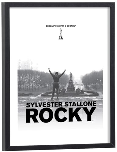 Générique Tableau Film Rocky 30 x 40 cm avec cadre en bois noir inclus - Affiche de film culte