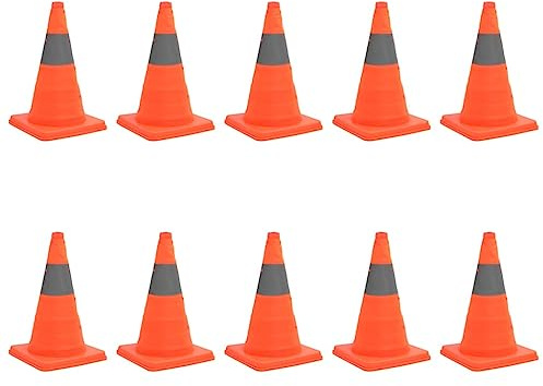Mokuyary Cônes de signalisation escamotables 10 pièce 42 cm Plot de Chantier, Cône de Sécurité pour Délimitation, Stationnement d’Urgence, Route Parking, Pratique de Conduite