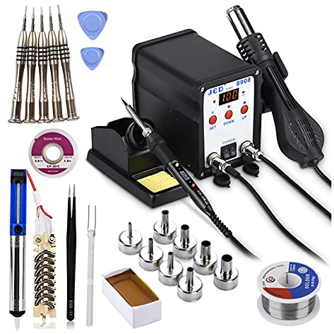 Station de soudage, 2 EN 1 750W Poste de soudure LCD Station retouche à l'affichage numérique for téléphone portable BGA SMD PCB IC Réparer les outils(Purple)