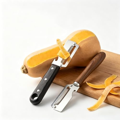 2 pelaverdure di alta qualità con manico e apribottiglie, pelaverdure multifunzione per cucina, lama in acciaio inox, utensile da cucina per verdure o frutta che devono essere sbucciate
