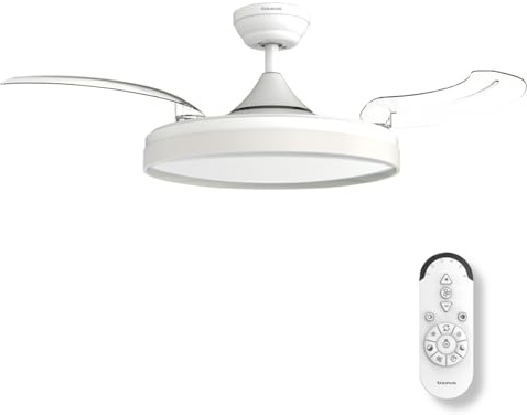 Taurus Ventilador de Techo con Aspas Retráctiles y Luz LED Regulable 36W | Motor DC Ultrasilencioso 30W | Ventilador de 107 cm con 6 Velocidades, Modo Invierno-Verano y Mando a Distancia