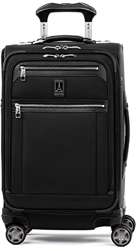 Travelpro Platinum Elite Softside Expandable Carry on Luggage, 8 Wheel Spinner Suitcase, USB Port, Suiter, Men and Women, Shadow Black, Carry On 21-Inch