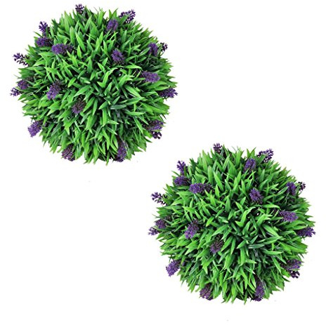 Festnight Le Palline in Bosso Artificiale Set 2 pz Palla di Bosso Artificiale con Lavanda 36 cm