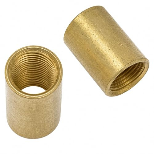 2x Messing Muffe M8x1 Innengewinde 10 x 15 mm Messing roh Verbindungsmuffe Gewindemuffe für M8x1 Feingewinde Gewinderohr Leuchtenbau