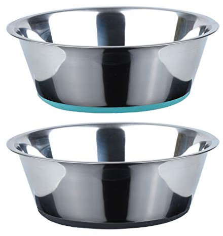 PEGGY11 Stainless Steel Dog Bowls, Nonslip, Food Grade, Dishwasher Safe, Easy to Clean - 3.8L, 2 Pack