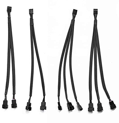 Litorange 4 Pack 4 Pin PWM Fan Splitter Cable , 2 Pieces 1 to 2 Converter + 2 Pieces 1 to 3 Converter for Computer PC Fan Power Cable | 2 x 1 to 2 & 2 x 1 to 3 Motherboard Fan Cable Splitters