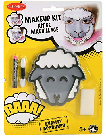 Goodmark 02070811 - Schminkset Schaf bestehend aus: Gesamt 8,4 g Farben (Grau und Weiß), 1,6 g Schminkstift in Rosa, doppelseitigem Applikator & Schwamm
