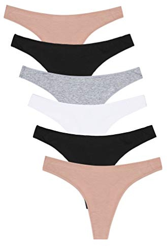 Channo Tangas de Algodón para Mujer, Lisos y Suaves con Acabado Fino Que No Marca - Pack de 6, Surtido, S/M