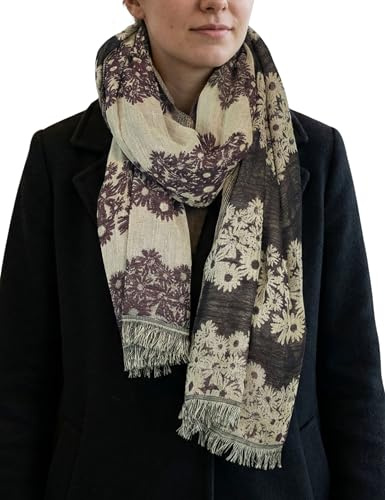 Sunsa Damen Schal, weich Winter Damenenschal/Halstuch aus Baumwolle & Viskose, Winterschal mit fransen, Scarf Herbstschal Tücher & Schals als Geschenk für Frauen