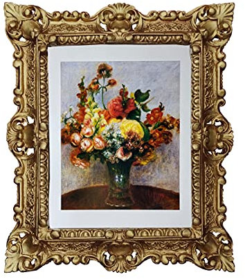 Väggmålning bild bukett krysantemum pierre-augusti bild barockram 45 x 38 cm guld