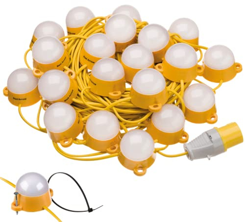 Red Arrow Work Lights 110V LED Site Lighting Festoon Kits Interconnectable IP44 6500K 35,000 Hours Life Expectancy (50m)