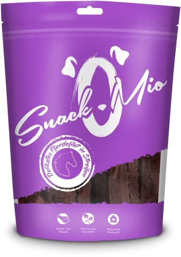 SnackOMio – Premium Hundesnack – delikates Pferdefilet in Streifen, getreidefrei, 1er Pack (1 x 70g)