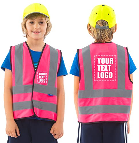 AYKRM Logotipo impreso personalizado Escuela niños chaleco de alta visibilidad niños alta visibilidad chaleco de seguridad reflectante alta visibilidad niño hi vis chaleco